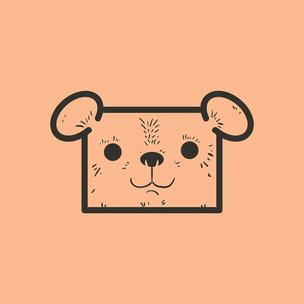 Cute Cartoon Dog Face Vector Illustration — 스톡 벡터