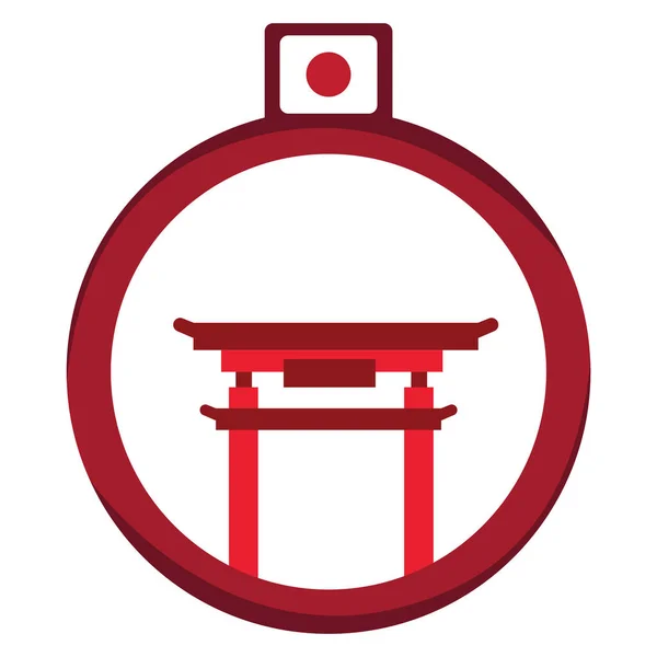 Torii Icono Puerta Diseño Rojo Aislado Sobre Fondo Blanco Japón — Archivo Imágenes Vectoriales
