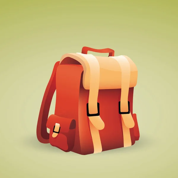 Vektor Illustration Eines Rucksacks Auf Rotem Hintergrund — Stockvektor