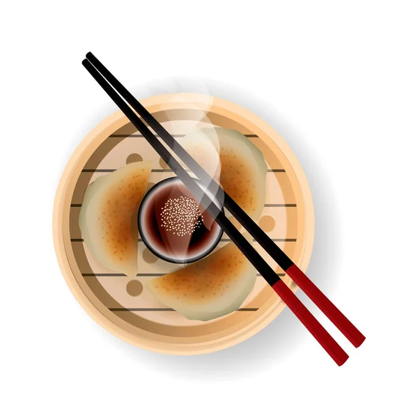 Comida Japonesa Sushi Com Pauzinhos Pauzinho Sobre Fundo Branco — Vetor de Stock