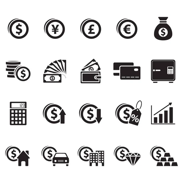 Dinero Iconos Icono Plano Vector Ilustración — Archivo Imágenes Vectoriales