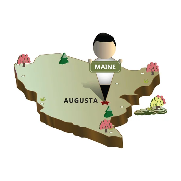 Maine Mapa Estado Diseño Vector Ilustración — Vector de stock