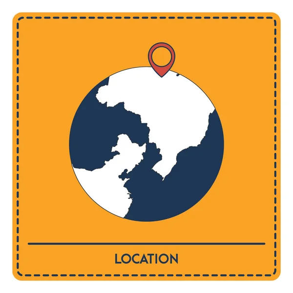 Ilustración Vectorial Mapa Del Mundo Con Una Etiqueta Amarilla — Vector de stock