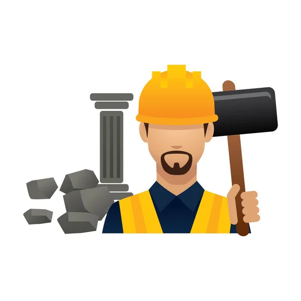 Trabalhador Construção Com Construtor Ilustração Vetorial — Vetor de Stock
