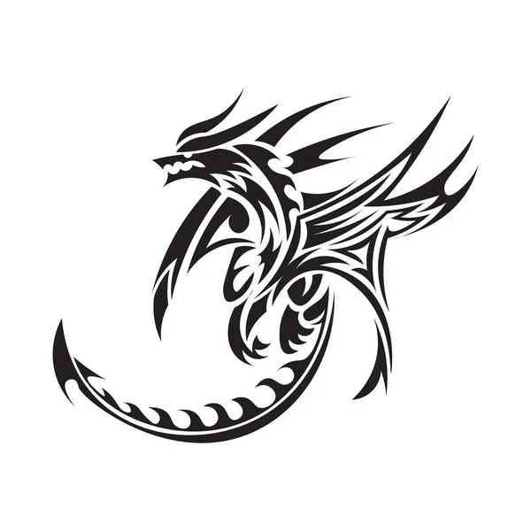 Dragon Tatuaje Icono Plano Vector Ilustración — Archivo Imágenes Vectoriales