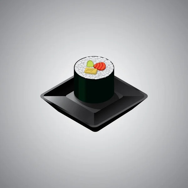 Sushi Avec Verre Nourriture Fraîche Savoureuse — Image vectorielle