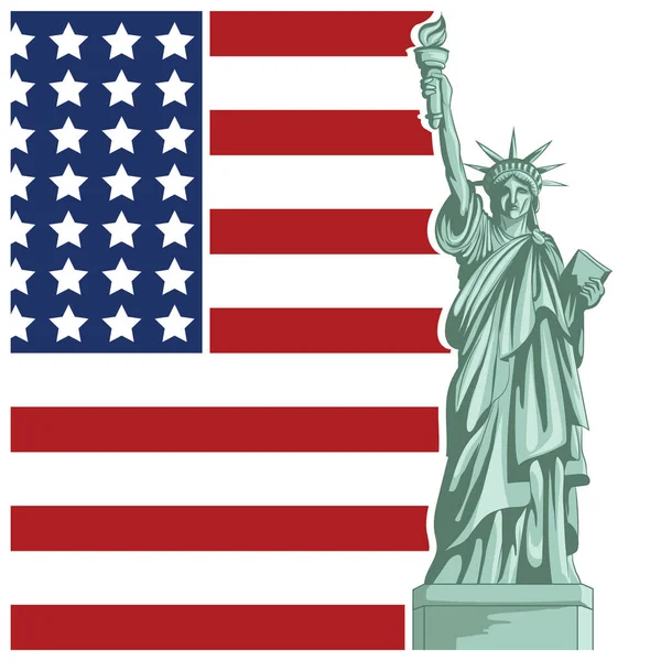 アメリカを背景にした自由の像 — ストックベクタ