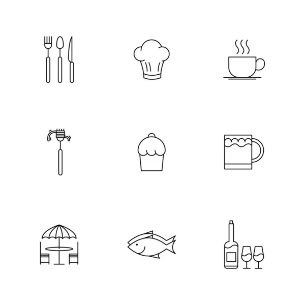 Iconos Cocina Set Vector Ilustración — Vector de stock