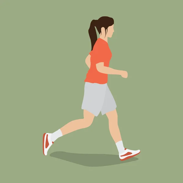 跑步的女人 背对着体育场的一个球 — 图库矢量图片