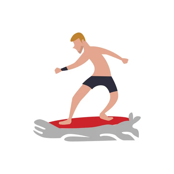 Man Surfing Stylized Vector Illustration — Stock Vector