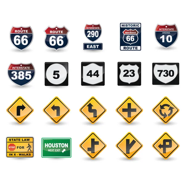 Set Verkeersborden Met Pictogrammen — Stockvector