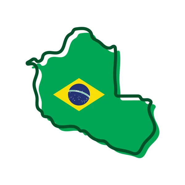 Carte Drapeau Brésilien Isolé Sur Fond Blanc — Image vectorielle