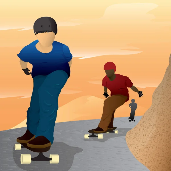 Διανυσματική Απεικόνιση Ενός Άνδρα Ένα Skateboard — Διανυσματικό Αρχείο