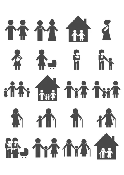 Familia Vector Iconos Conjunto — Vector de stock