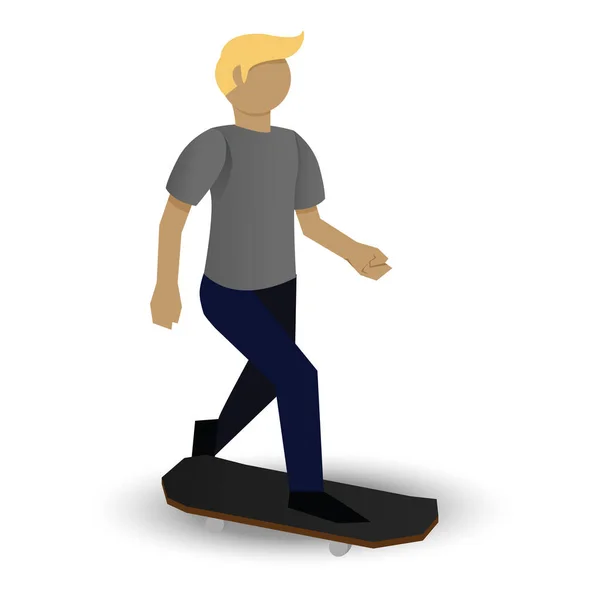 Man Met Skateboard Witte Achtergrond — Stockvector