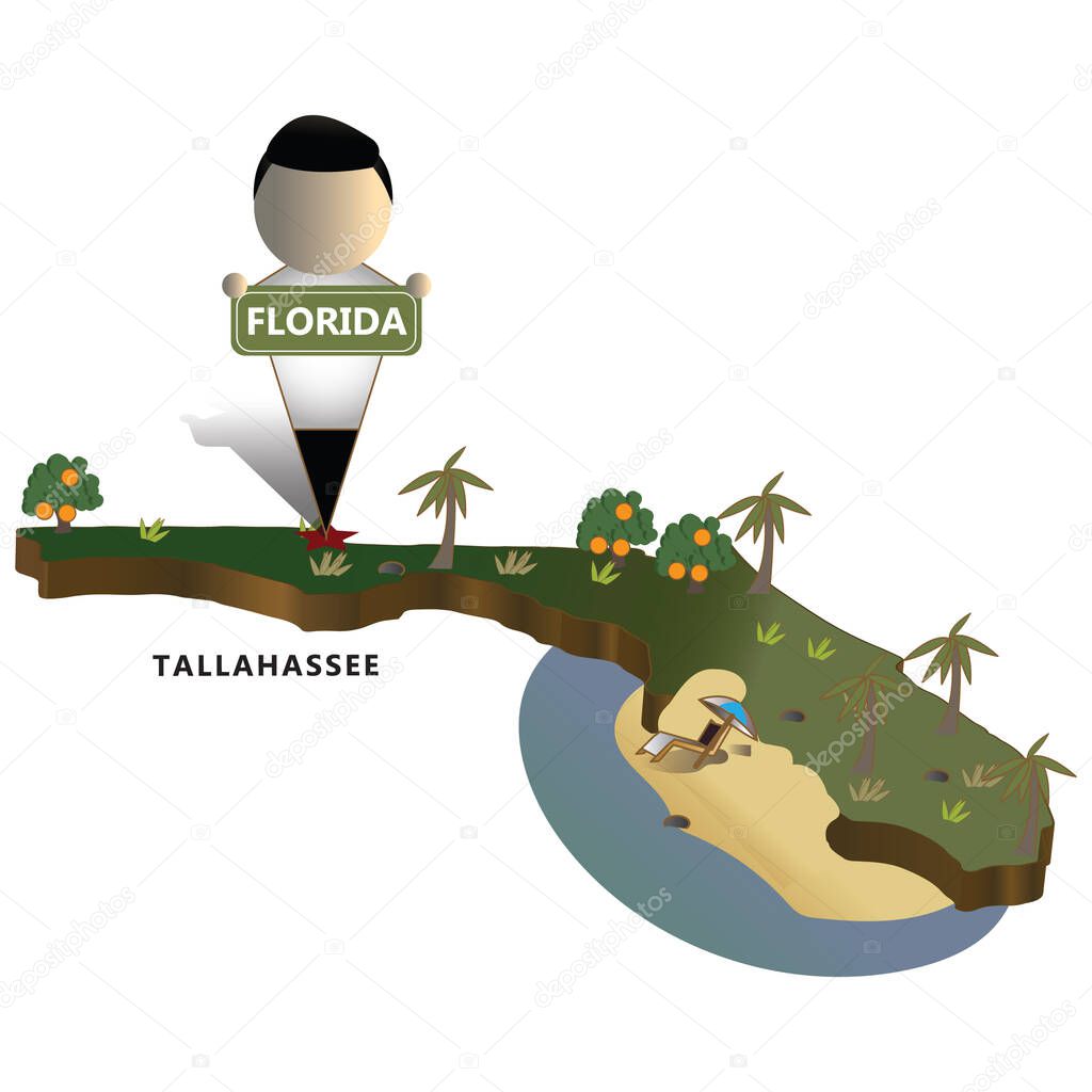 florida state map, stylized vector illustration