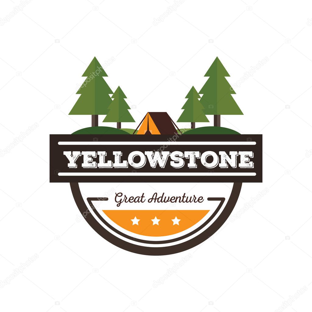 Yellowstone label flat icon, vector illustration