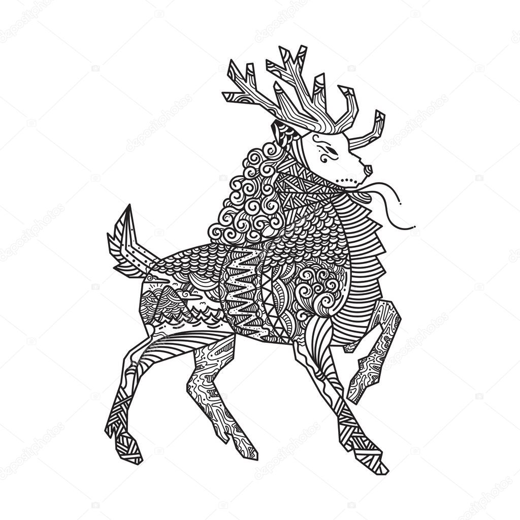 Intricate reindeer design stylized vector illustration