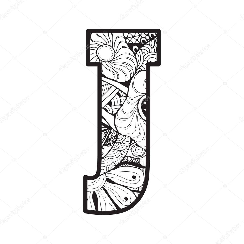 Letter J, vector illustration