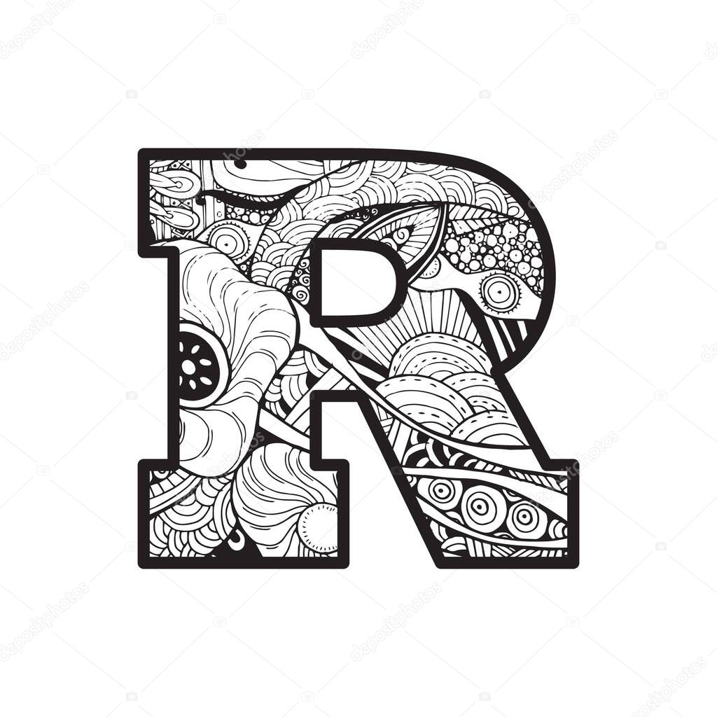 Letter R, vector illustration