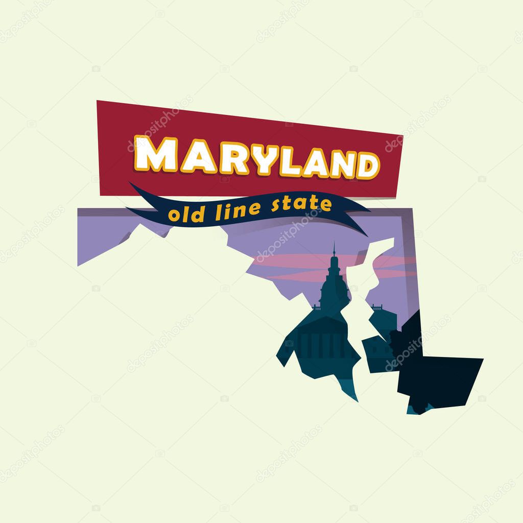 Maryland map stylized vector illustration