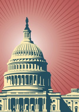 Washington DC posteri, stilize vektör illüstrasyonu