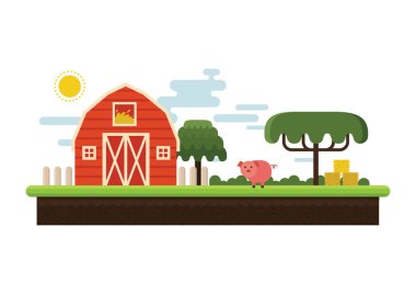 çiftlik hayvanları konsepti vektör illüstrasyonu