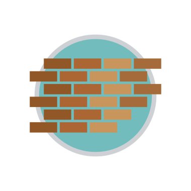 Tuğla duvar düz simgesi, vektör illüstrasyonu