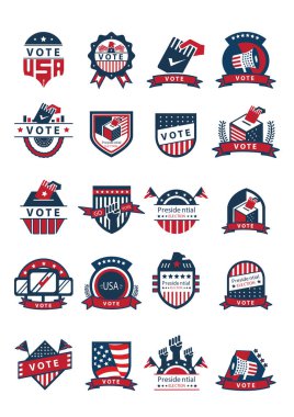 ABD ve Amerika Birleşik Devletleri 'nin vektör kümesi, etiketleri ve rozetleri