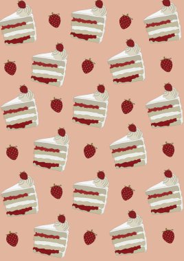 pasta dilimleri arka plan, renkli vektör illüstrasyonu