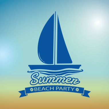 Bir yaz seyahati logosunun tekneli çizimi