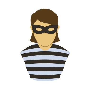 Maske simgesine sahip bir hırsız beyaz arka planda izole edilmiş. meslek sembolü