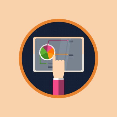 Simge ve tablet oynatıcı ile düz tasarım kavramı