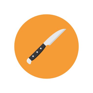 Beyaz arka planda izole edilmiş düz stil bıçak ikonu. yemek sembolü vektör illüstrasyonu