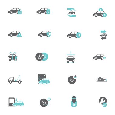 Araba simgeleri kümesi biçimlendirilmiş vektör illüstrasyonu