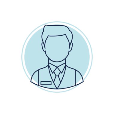 Otel resepsiyonisti düz simge, vektör illüstrasyonu