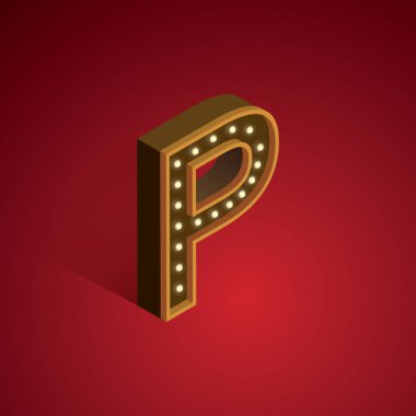 İzometrik alfabe P, vektör illüstrasyonu