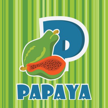 p için papaya düz simgesi, vektör illüstrasyonu