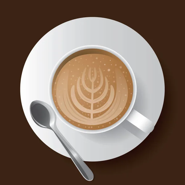 Xícara Café Com Uma Arte Latte — Vetor de Stock