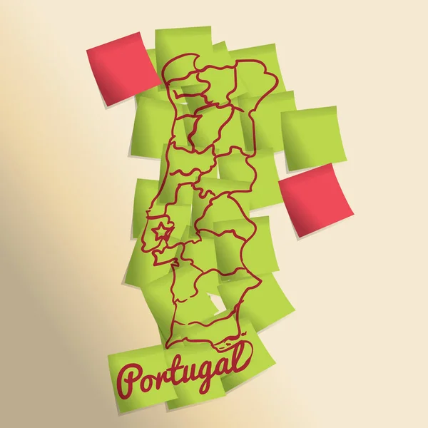 Vektorillustration Einer Landkarte Von Portugal — Stockvektor