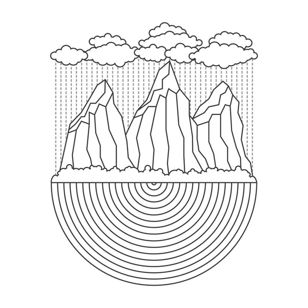 Bergslandskap Med Berg Och Moln Vektor Illustration — Stock vektor