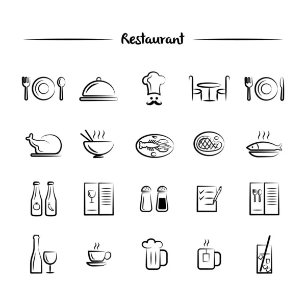 Illustration Vectorielle Des Icônes Des Aliments Boissons — Image vectorielle