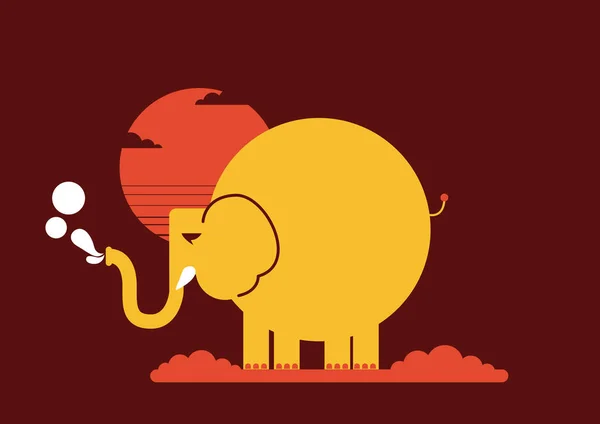 Éléphant Avec Une Grosse Tête Ballon Rouge — Image vectorielle
