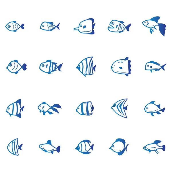 Verzameling Van Vissen Ontwerp Vector Illustratie — Stockvector