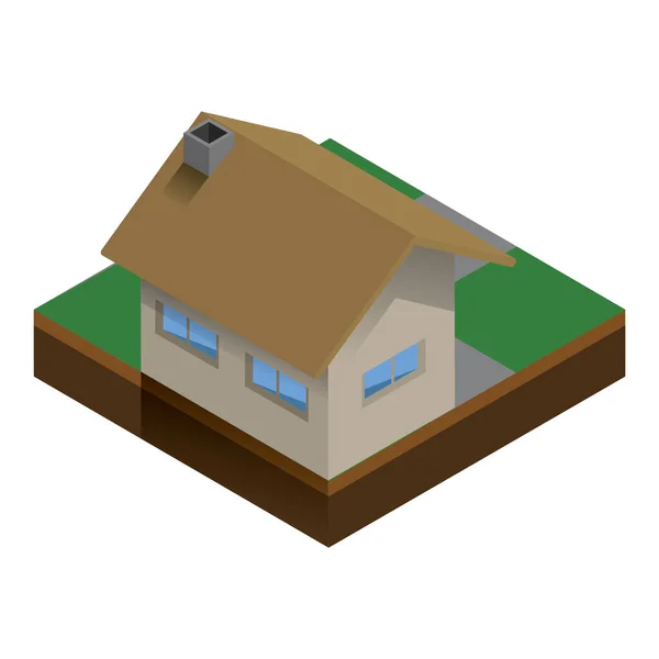 Casa Con Techo Verde Aislado Sobre Fondo Blanco — Vector de stock