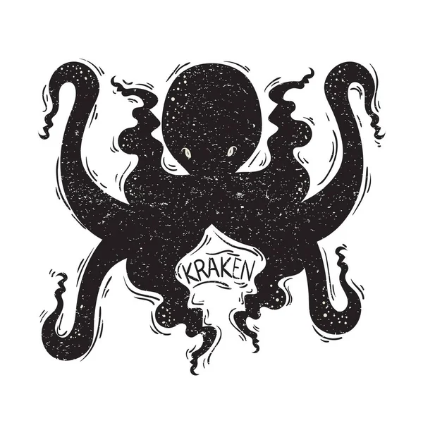 Kraken Pulpo Monstruo Plano Icono Vector Ilustración — Vector de stock