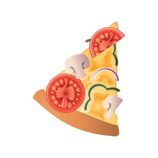 Pizza Con Queso Verduras Ilustración Vectorial — Vector de stock