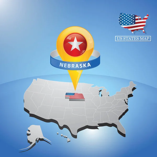 Nebraska Estado Mapa Usa — Vector de stock