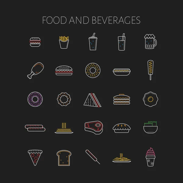Ikona Żywności Napojów Zestaw Stylizowane Wektor Ilustracja — Wektor stockowy