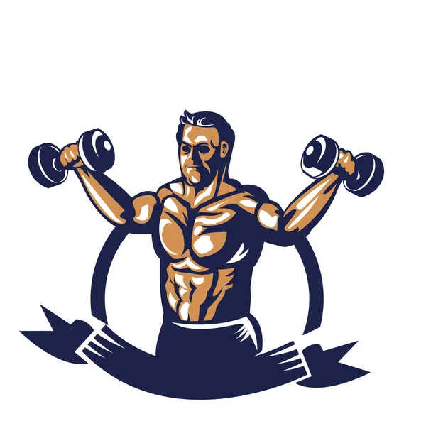 Bodybuilder Haltère Levage Affiche — Image vectorielle